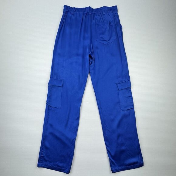 YFB Young Fabulous & Broke Satin Cargo Pants Blue Rayon Blend Women’s Small - Picture 4 of 10